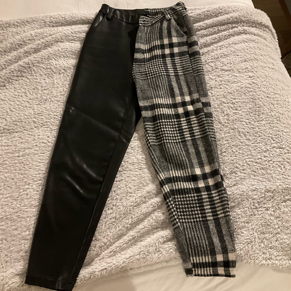 Faux leather two tone pant